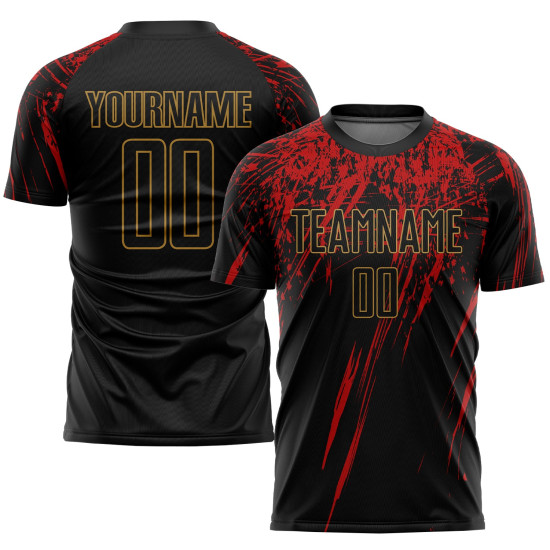 Custom Old Sublimation Uniform Black Gold-Red Black Jersey Soccer Custom Old Sublimation Uniform Black Gold-Red Black Jersey Soccer