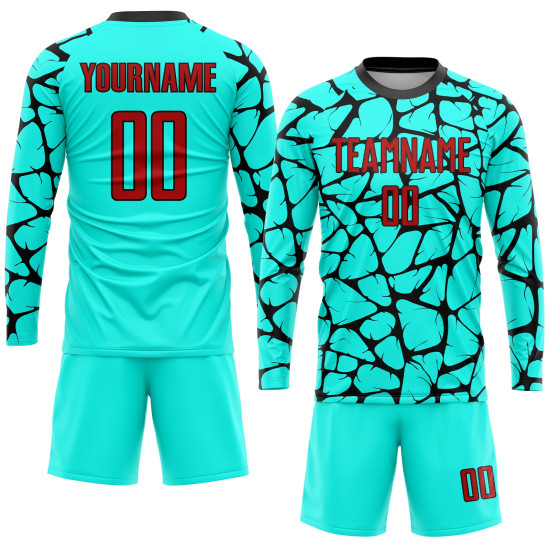 Uniform Soccer Sublimation Red-Black Jersey Custom Aqua Uniform Soccer Sublimation Red-Black Jersey Custom Aqua