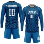 Sublimation Custom Blue Soccer Uniform White-Black Jersey Sublimation Custom Blue Soccer Uniform White-Black Jersey