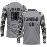Custom Soccer Black-Camo Gray Jersey Sublimation Uniform
