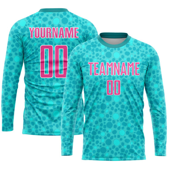 Soccer Pink-White Custom Sublimation Uniform Aqua Jersey Soccer Pink-White Custom Sublimation Uniform Aqua Jersey