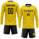 Soccer Gold Sublimation Black Custom Jersey Uniform
