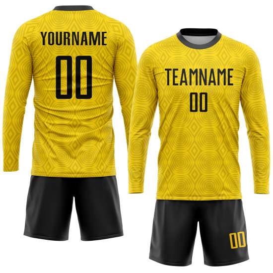 Soccer Gold Sublimation Black Custom Jersey Uniform