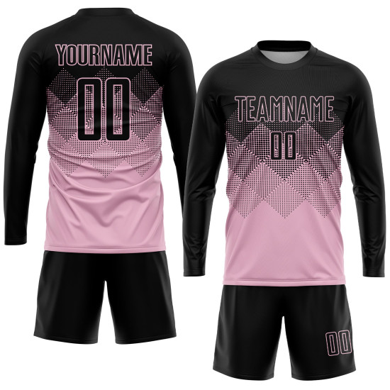 Custom Uniform Light Pink Jersey Sublimation Soccer Black Custom Uniform Light Pink Jersey Sublimation Soccer Black