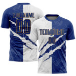 White-Old Scratch Jersey Royal Gold Soccer Graffiti Pattern Custom Uniform Sublimation White-Old Scratch Jersey Royal Gold Soccer Graffiti Pattern Custom Uniform Sublimation