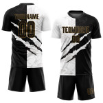Pattern Scratch Black-Old Gold Uniform Custom Jersey Soccer Sublimation Graffiti