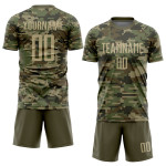 Sublimation Custom Service Uniform Salute Soccer Gold-Olive Jersey Camo To Vegas