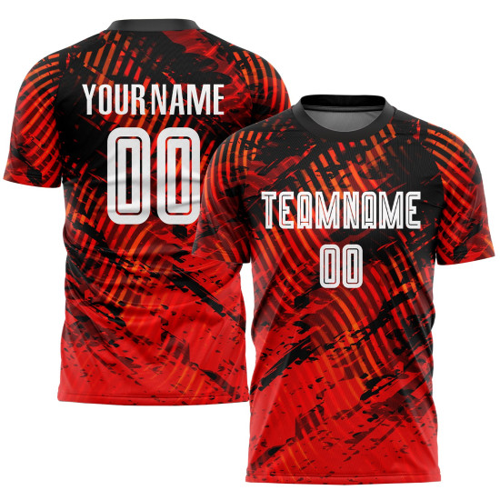 Red White-Black Custom Uniform Jersey Soccer Sublimation