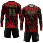 Black-Old Sublimation Jersey Uniform Gold Red Custom Soccer