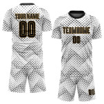 Uniform Soccer White Sublimation Custom Black-Old Gold Jersey Uniform Soccer White Sublimation Custom Black-Old Gold Jersey