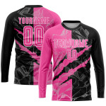 Pattern Uniform Pink Graffiti Custom Soccer Scratch Sublimation Black-White Jersey