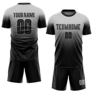 Black Jersey Sublimation Soccer Fade Fashion Custom Uniform Gray Black Jersey Sublimation Soccer Fade Fashion Custom Uniform Gray