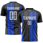 Custom Jersey Soccer Uniform Black Sublimation White-Royal