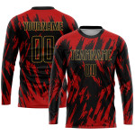 Black-Old Sublimation Jersey Uniform Gold Red Custom Soccer