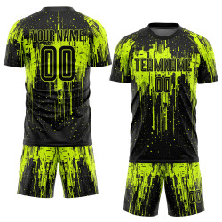 Green Jersey Uniform Neon Sublimation Soccer Custom Black