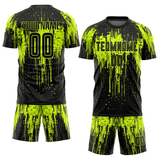 Green Jersey Uniform Neon Sublimation Soccer Custom Black