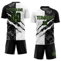 Custom Green Jersey Soccer Graffiti Pattern Black-Neon Sublimation Uniform Scratch Custom Green Jersey Soccer Graffiti Pattern Black-Neon Sublimation Uniform Scratch
