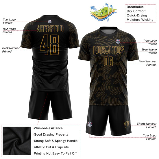 Soccer Gold Sublimation Jersey Custom Old Black Uniform Soccer Gold Sublimation Jersey Custom Old Black Uniform