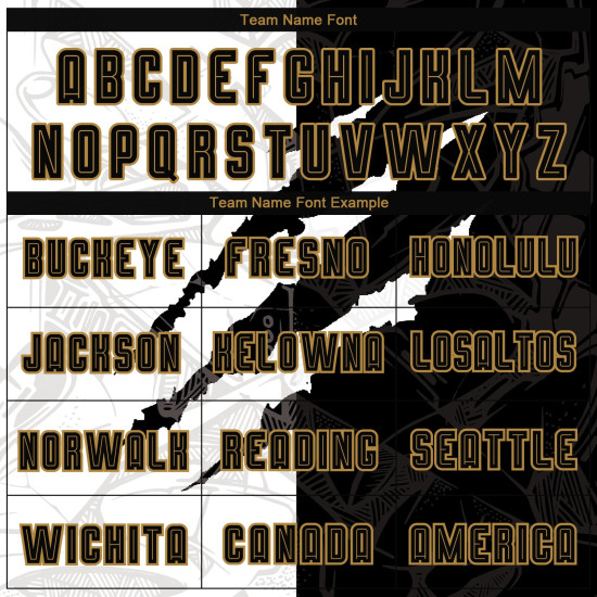 Pattern Scratch Black-Old Gold Uniform Custom Jersey Soccer Sublimation Graffiti