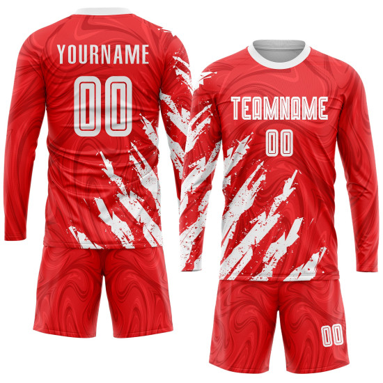 Jersey White Soccer Sublimation Uniform Custom Red Jersey White Soccer Sublimation Uniform Custom Red