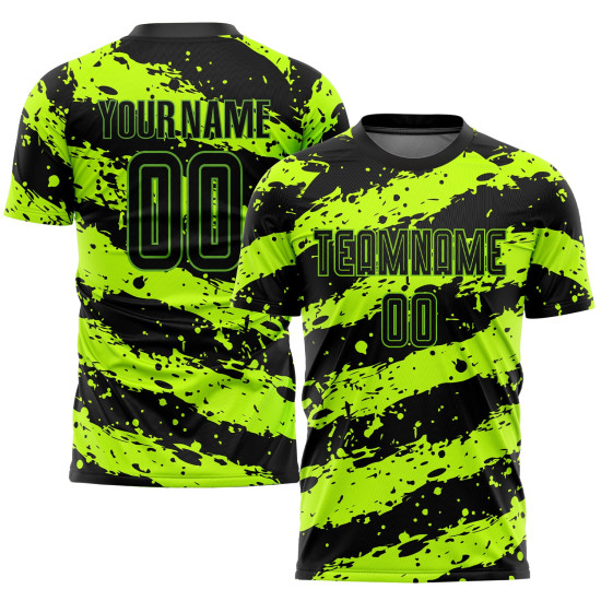 Green Neon Uniform Sublimation Jersey Custom Soccer Black Green Neon Uniform Sublimation Jersey Custom Soccer Black