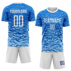 Soccer White Royal Uniform Custom Sublimation Jersey Soccer White Royal Uniform Custom Sublimation Jersey