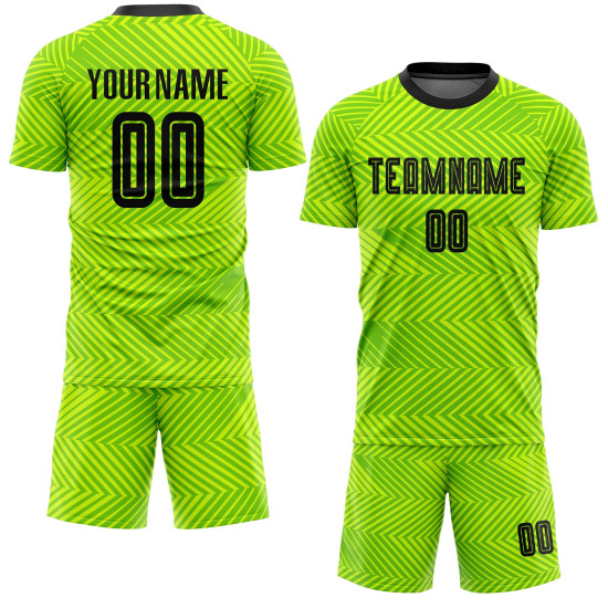Custom Sublimation Uniform Jersey Black Soccer Green Neon