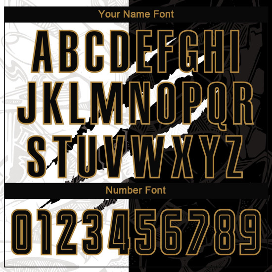 Pattern Scratch Black-Old Gold Uniform Custom Jersey Soccer Sublimation Graffiti