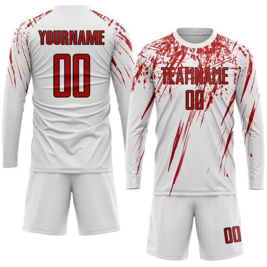 Sublimation White Soccer Custom Red-Black Uniform Jersey Sublimation White Soccer Custom Red-Black Uniform Jersey