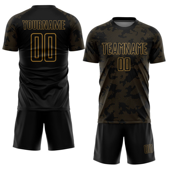 Soccer Gold Sublimation Jersey Custom Old Black Uniform Soccer Gold Sublimation Jersey Custom Old Black Uniform
