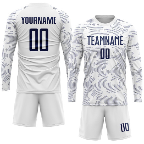 Soccer Uniform Sublimation White Jersey Navy Custom