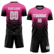 Fade White-Black Pink Custom Sublimation Fashion Soccer Jersey Uniform