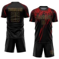 Custom Old Sublimation Uniform Black Gold-Red Black Jersey Soccer Custom Old Sublimation Uniform Black Gold-Red Black Jersey Soccer