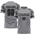 Custom Soccer Black-Camo Gray Jersey Sublimation Uniform