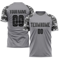 Custom Soccer Black-Camo Gray Jersey Sublimation Uniform