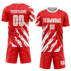 Jersey White Soccer Sublimation Uniform Custom Red