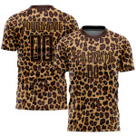 Brown Leopard Soccer Brown-Old Uniform Jersey Gold Custom Sublimation