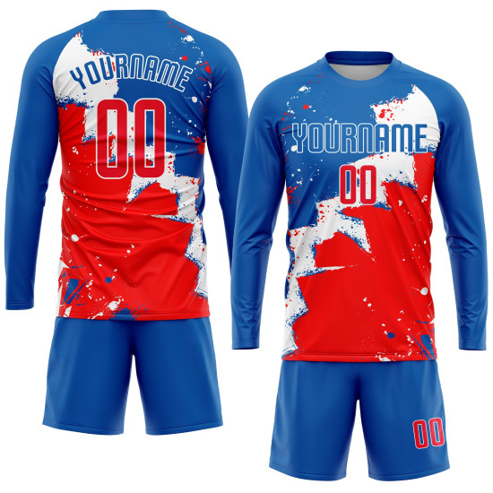 Uniform Soccer Royal Custom Sublimation Jersey Red-White