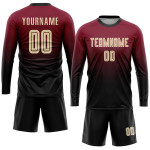 Custom Soccer Jersey Sublimation Crimson Cream-Black Fade Uniform Fashion Custom Soccer Jersey Sublimation Crimson Cream-Black Fade Uniform Fashion