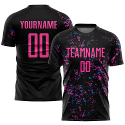 Uniform Black Soccer Custom Blue Jersey Sublimation Pink-Light
