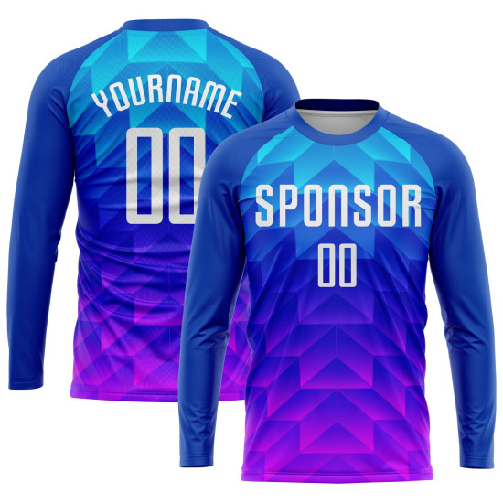 White Custom Light Uniform Pink Royal Blue-Hot Sublimation Soccer Jersey