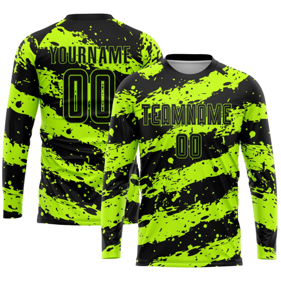 Green Neon Uniform Sublimation Jersey Custom Soccer Black Green Neon Uniform Sublimation Jersey Custom Soccer Black