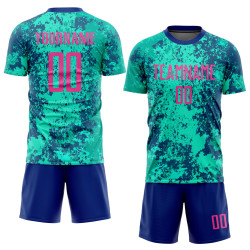 Pink-Royal Teal Custom Uniform Sublimation Jersey Soccer Pink-Royal Teal Custom Uniform Sublimation Jersey Soccer
