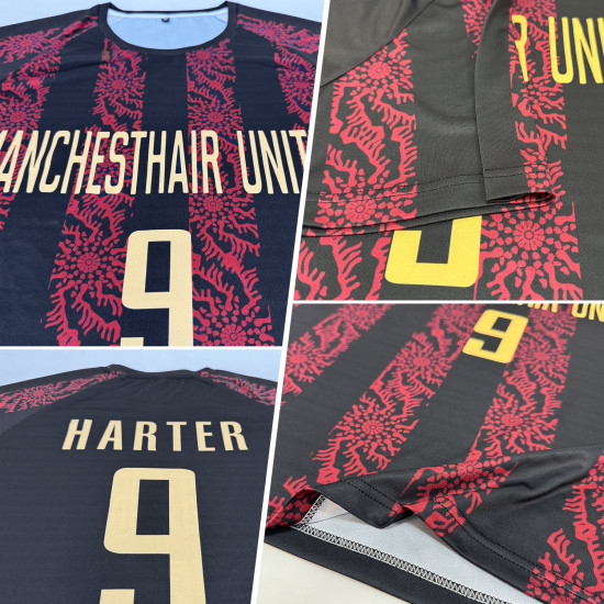 Black Uniform Jersey Gold-Red Vegas Sublimation Custom Soccer Black Uniform Jersey Gold-Red Vegas Sublimation Custom Soccer