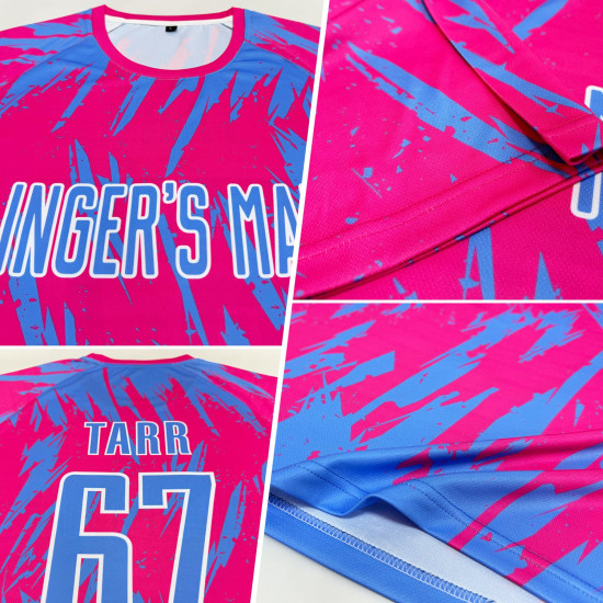 Light Custom Blue-White Soccer Jersey Uniform Pink Sublimation