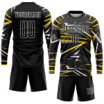 Custom Jersey Black Soccer Sublimation Uniform Black-Gold