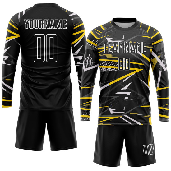 Custom Jersey Black Soccer Sublimation Uniform Black-Gold