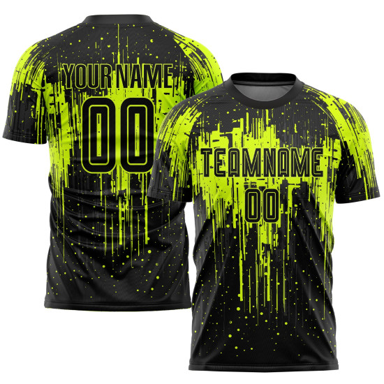 Green Jersey Uniform Neon Sublimation Soccer Custom Black
