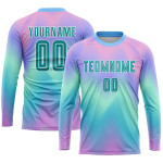 Soccer Tie Dye Custom Uniform Jersey Sublimation Teal-White Soccer Tie Dye Custom Uniform Jersey Sublimation Teal-White