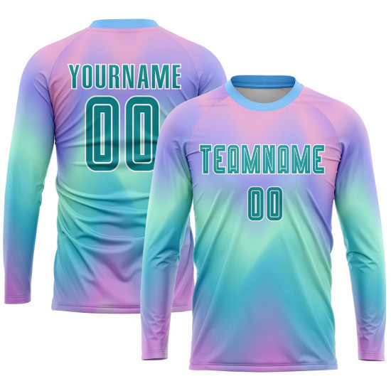 Soccer Tie Dye Custom Uniform Jersey Sublimation Teal-White Soccer Tie Dye Custom Uniform Jersey Sublimation Teal-White